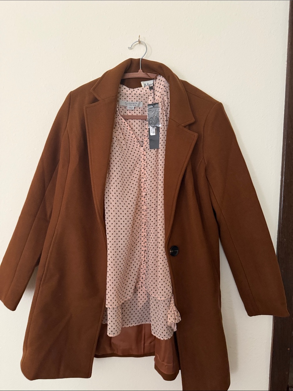 Women’s 2 for one deal Brown Wool-Blend Single-Button Coat